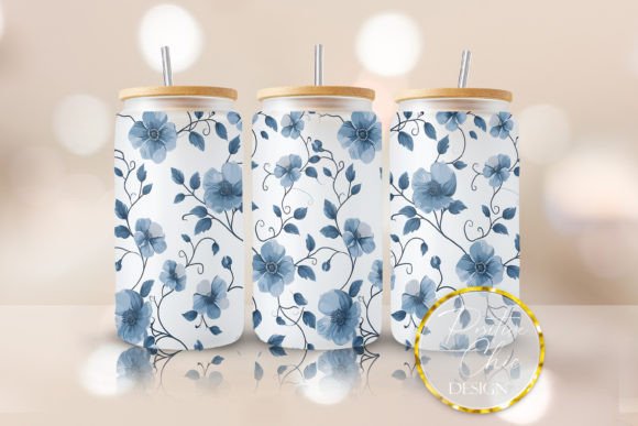 Blue Flowers 16 Oz Glass Can Wrap Design Review