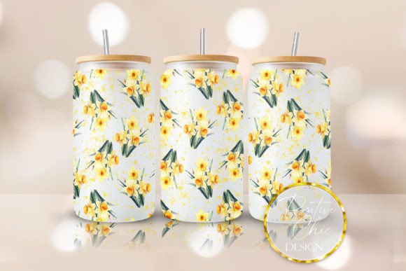 Daffodils Floral Libbey Glass Can Wrap