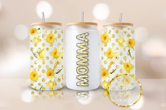 Floral Momma 16oz Glass Can Wrap PNG Review
