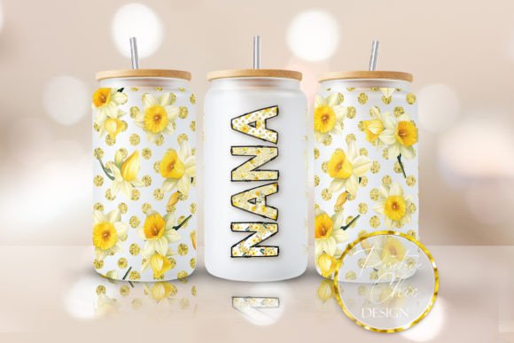 Floral Nana 16oz Glass Can Wrap PNG Review
