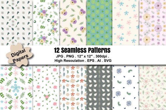 Floral Seamless Patterned Digital Paper