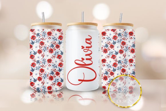 Personalized Floral Libbey Glass Can PNG Review
