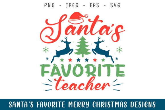 Santa's Favorite Teacher Merry Christmas Embroidery