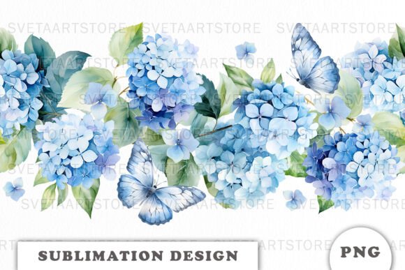 Watercolor Blue Hydrangea Border Review